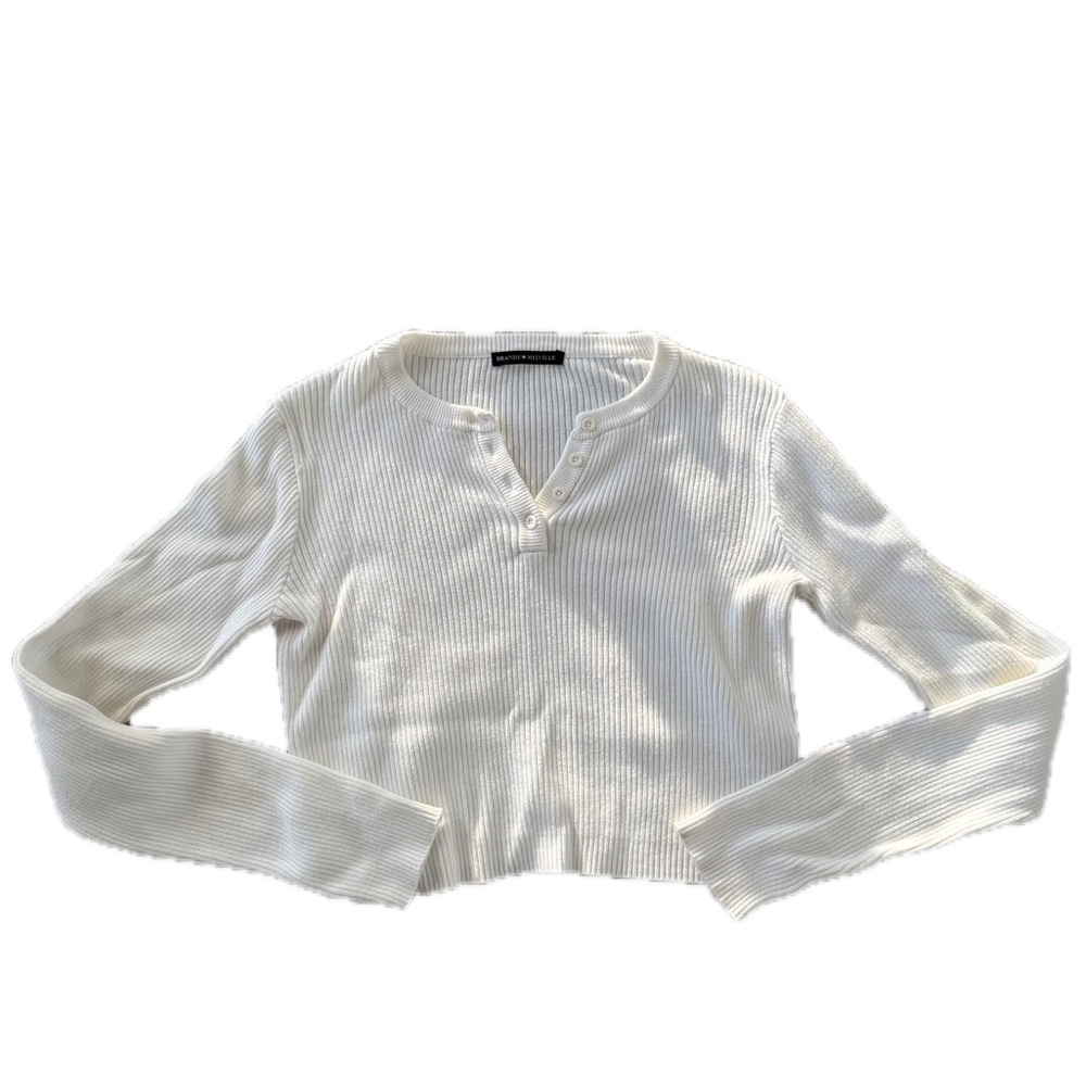 Brandy Melville Cream Ribbed Crop Top
